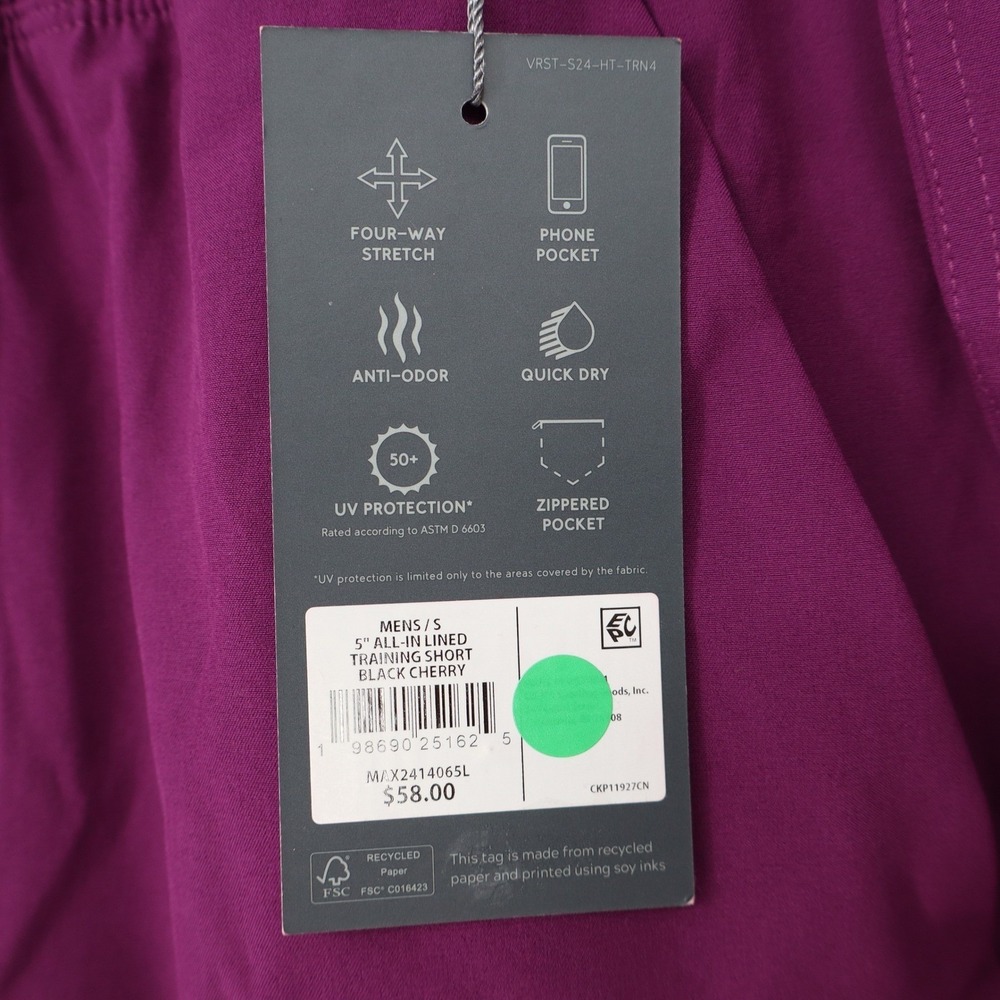 VRST Mens 5 All-In Lined Training Shorts Black Cherry Purple Small - Picture 5 of 8